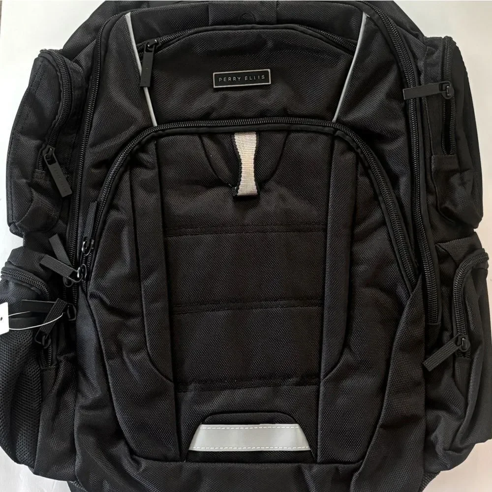 Perry Ellis Black 350 Laptop Backpack- Black travel bag, business bag $160 bag